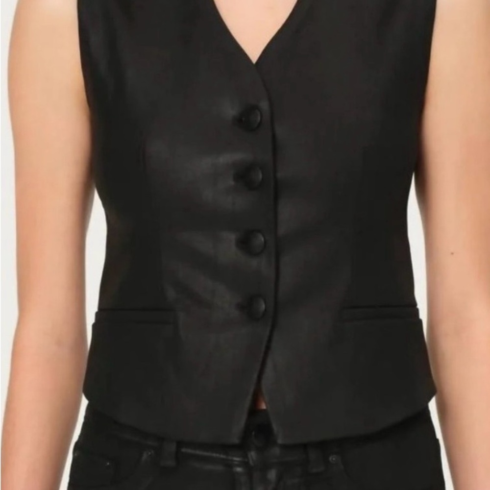 DL1961 Black Sleeveless Button-Front Vest
